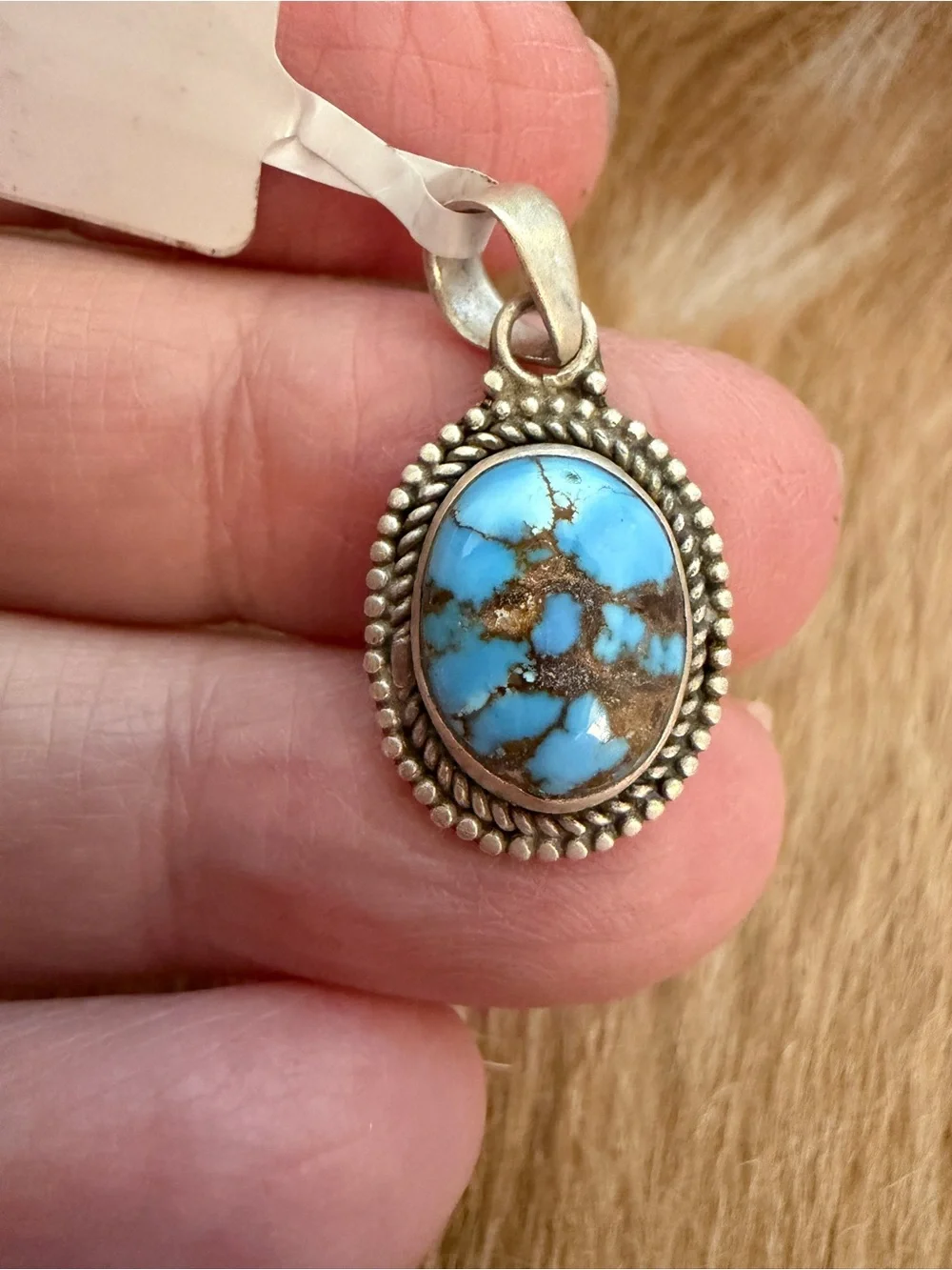 ❤️ Golden Hills Turquoise Pendant Matte Sterling 925 Pendant Unisex 1.03”L